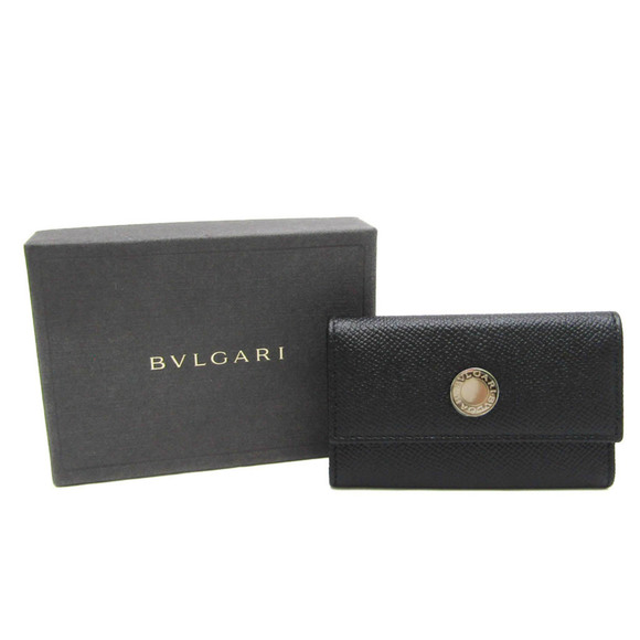 Bvlgari Logo Button Women,Men Leather Key Case Black - Picture 2 of 10